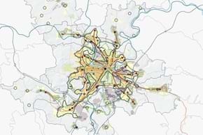 Konzept der 15-Minuten-Stadt im Rahmen eines Studienprojektes auf das ZRK-Gebiet angewandt (Hilden, Martens, Stocker, Weihsleder, 2022)